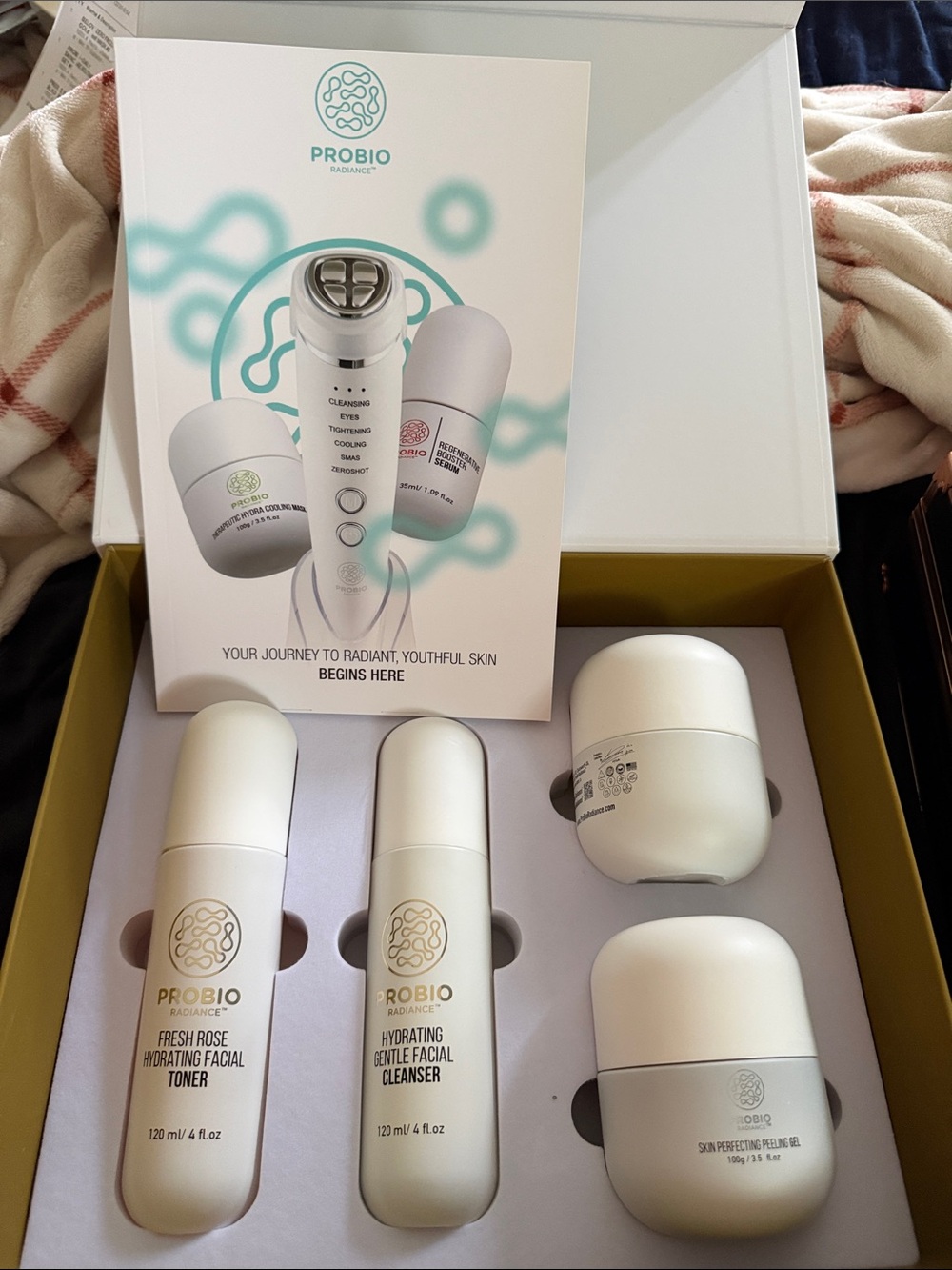 NIB Probio Radiance Daily Skincare Routine - White & Gold